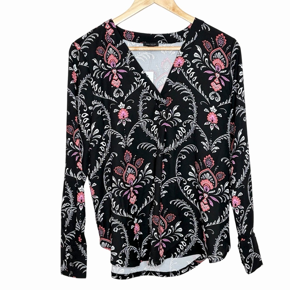 Ann Taylor Paisley Top Womens Size M Career Office Work Colorful Boho Romantic